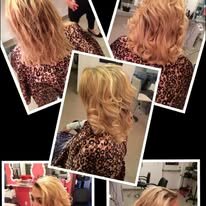 Blonde curls styling collage